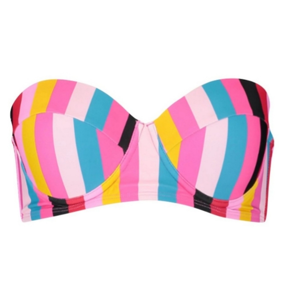 Boohoo Beach Rainbow Stripe Underwire Bikini Top - Size 8